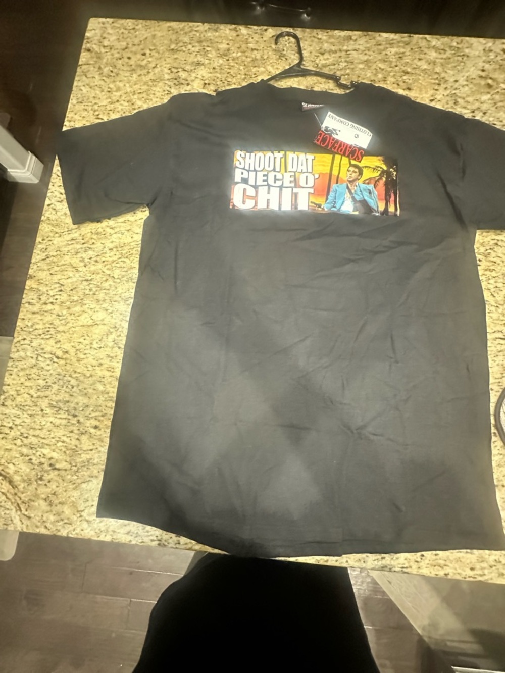 Black Short-Sleeve Graphic Tee with Bold Chest Print